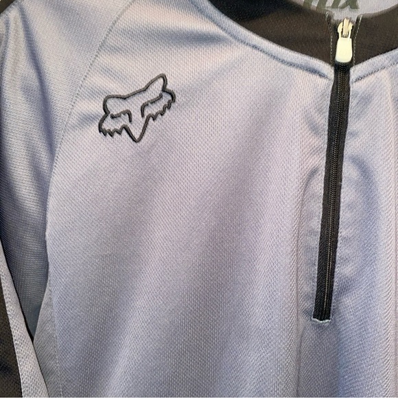 FOX RACING “SHIRT” Gray/Black Size Medium 1/4 Zip Back Pocket Short Sleeves EUC - Picture 2 of 5